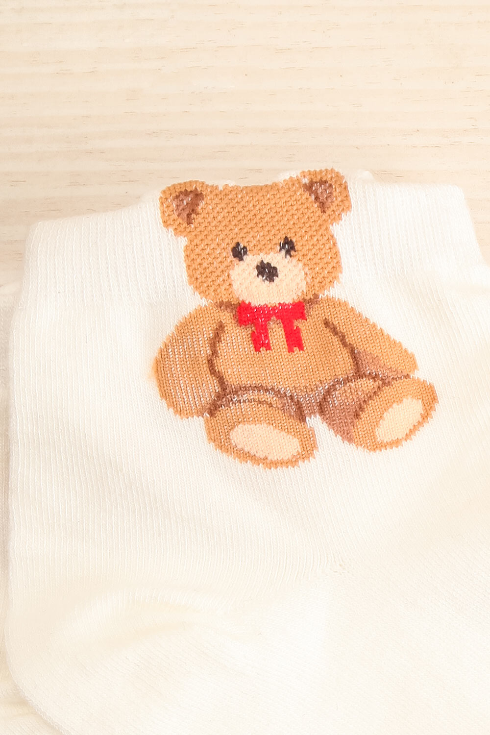 Meshka White Teddy Bear Ankle Socks | Boutique 1861 close-up