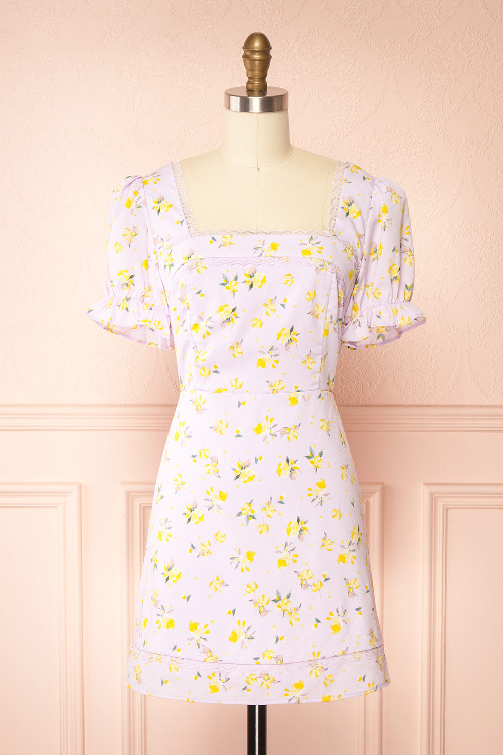 Messila Short Floral Dress w/ Lace Detailing | Boutique 1861 front view