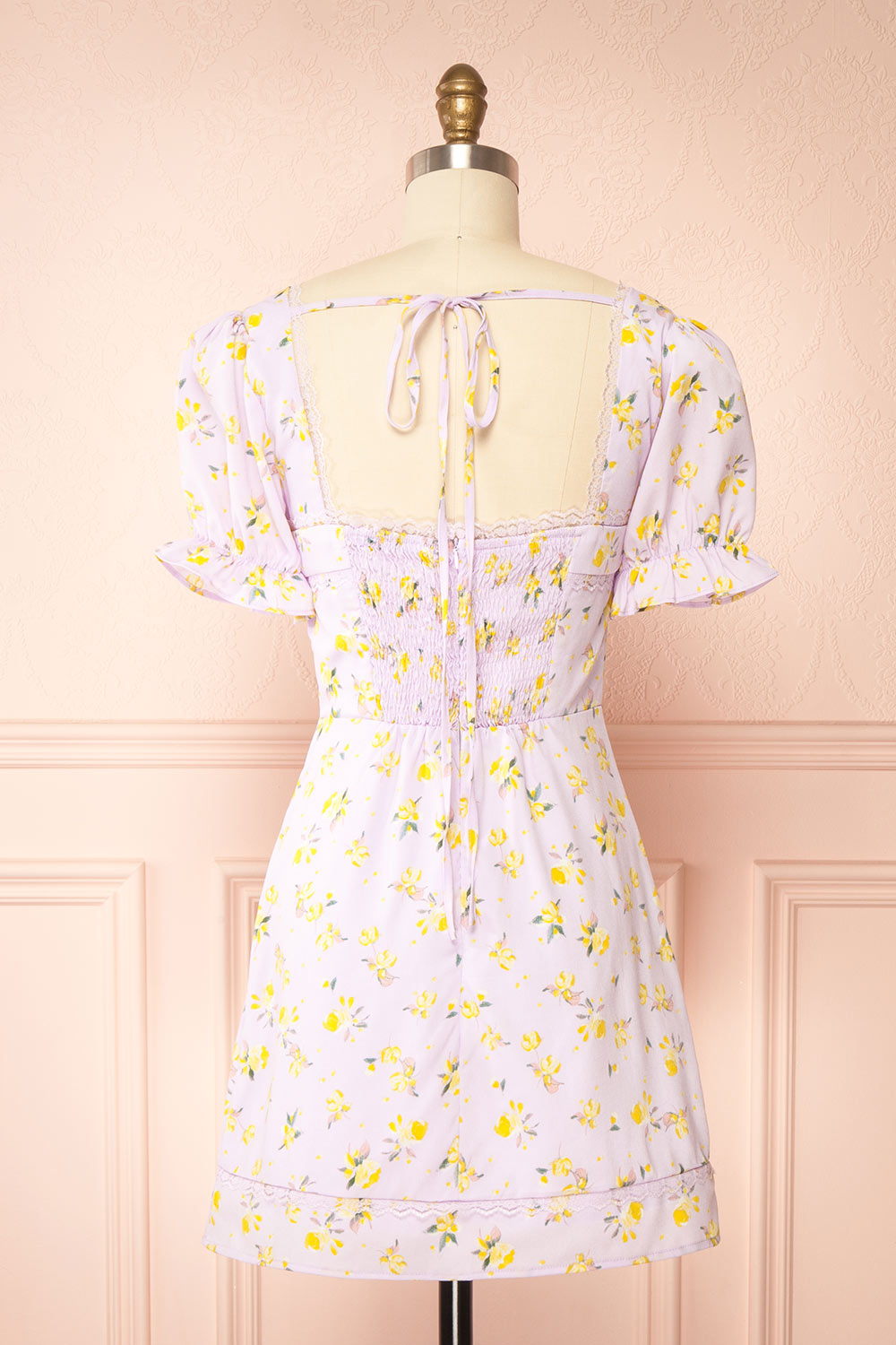 Messila Short Floral Dress w/ Lace Detailing | Boutique 1861 back view