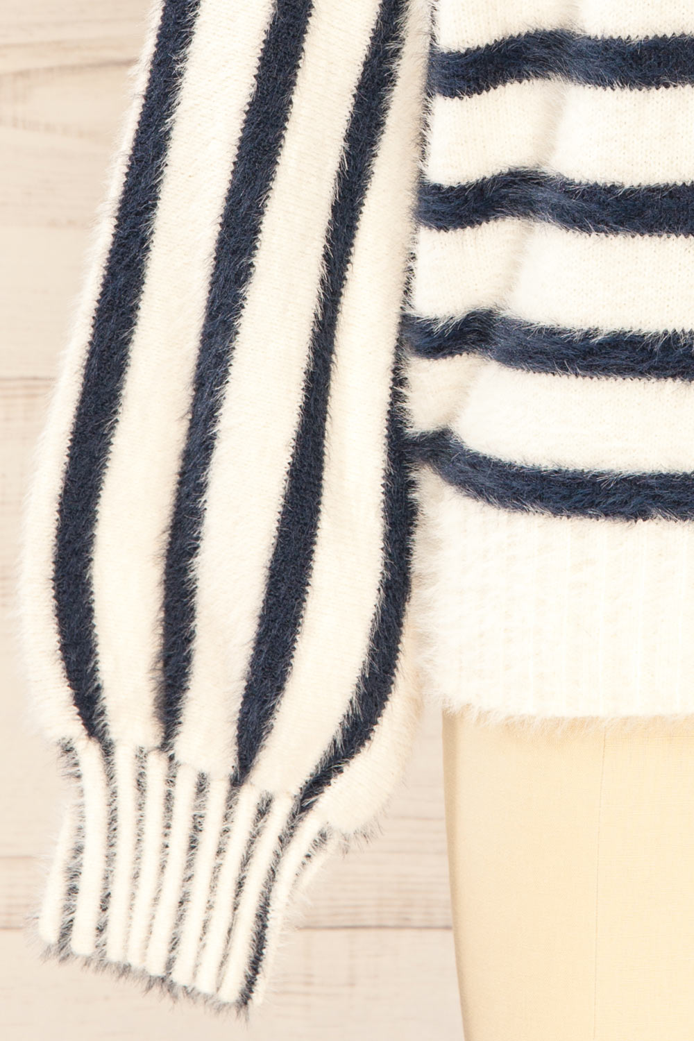 Mhatelot Stripped Fuzzy Sweater | La petite garçonne bottom