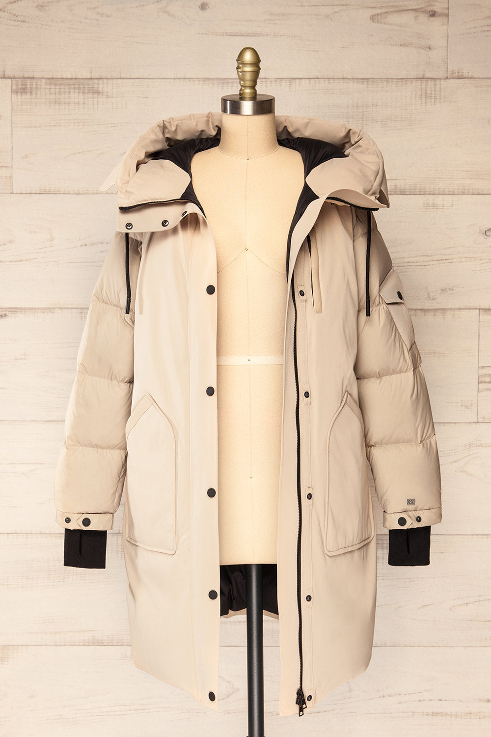 Mikaila Ivory Knee-Length Quilted Jacket | La petite garçonne open view