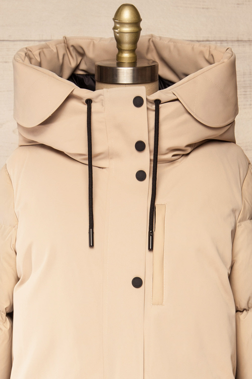 Mikaila Ivory Knee-Length Quilted Jacket | La petite garçonne front close-up