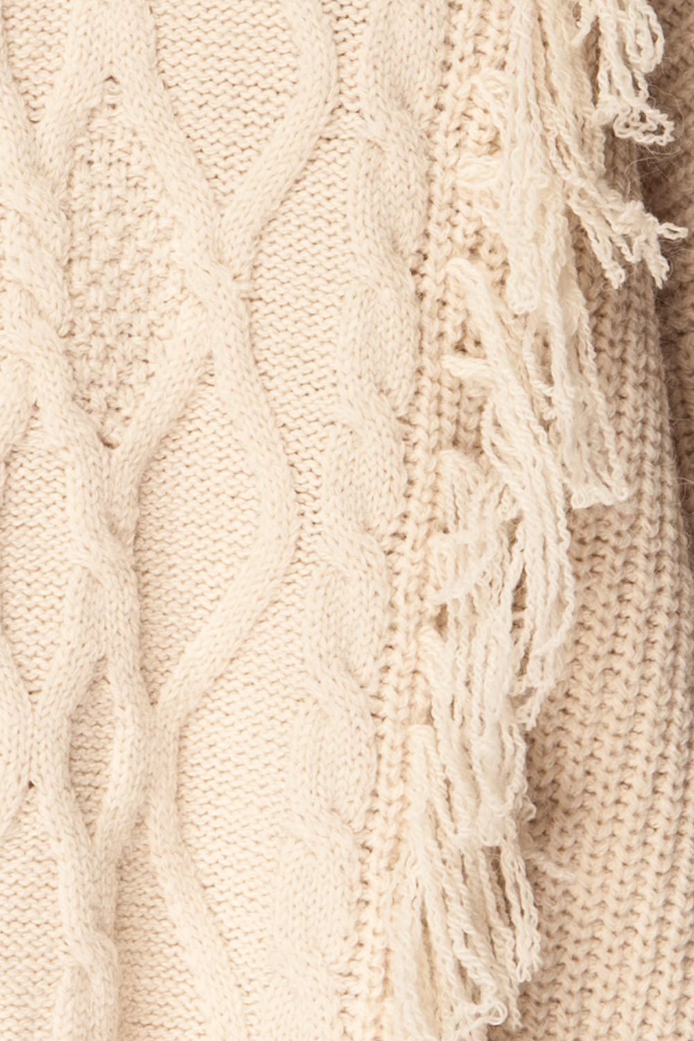 Mildura Beige Knit Sweater with Fringes | La petite garçonne fabric