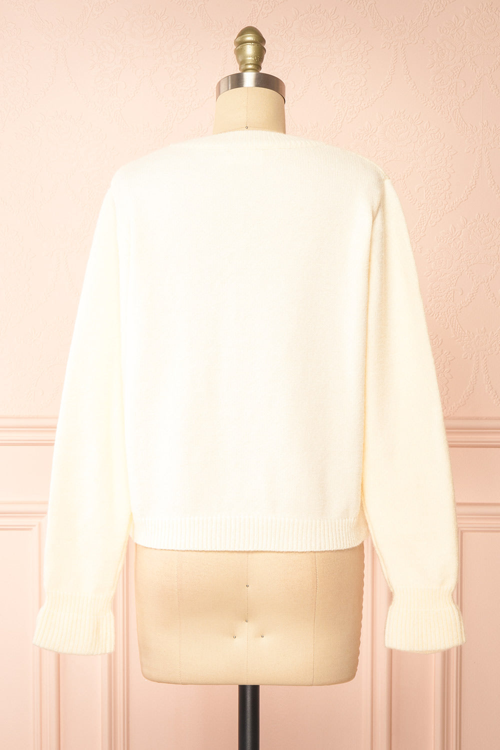 Minara Ivory Button-Down Cardigan w/ Bows | Boutique 1861 back view