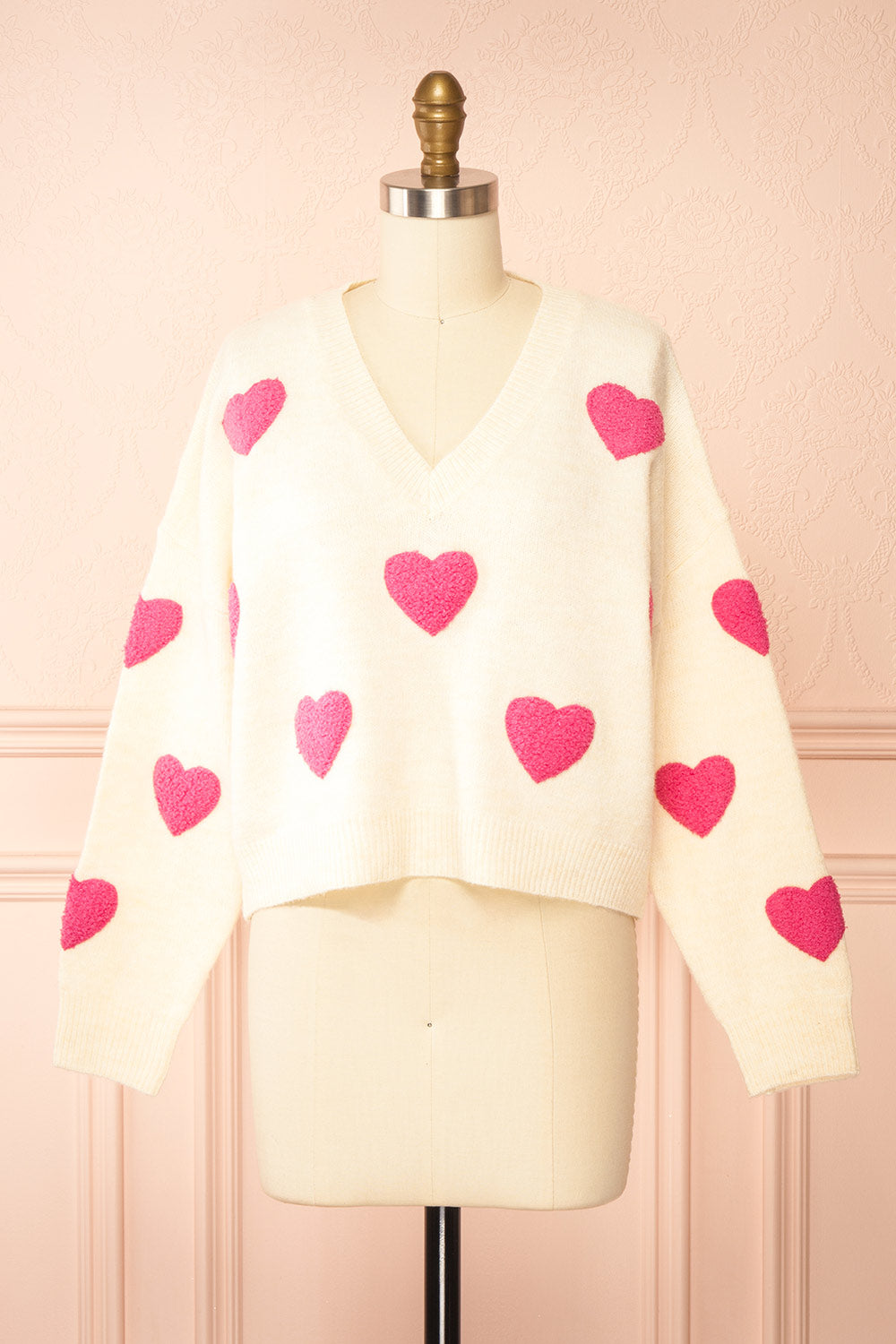 Minerve Heart Patterned Knit Sweater | Boutique 1861 front view