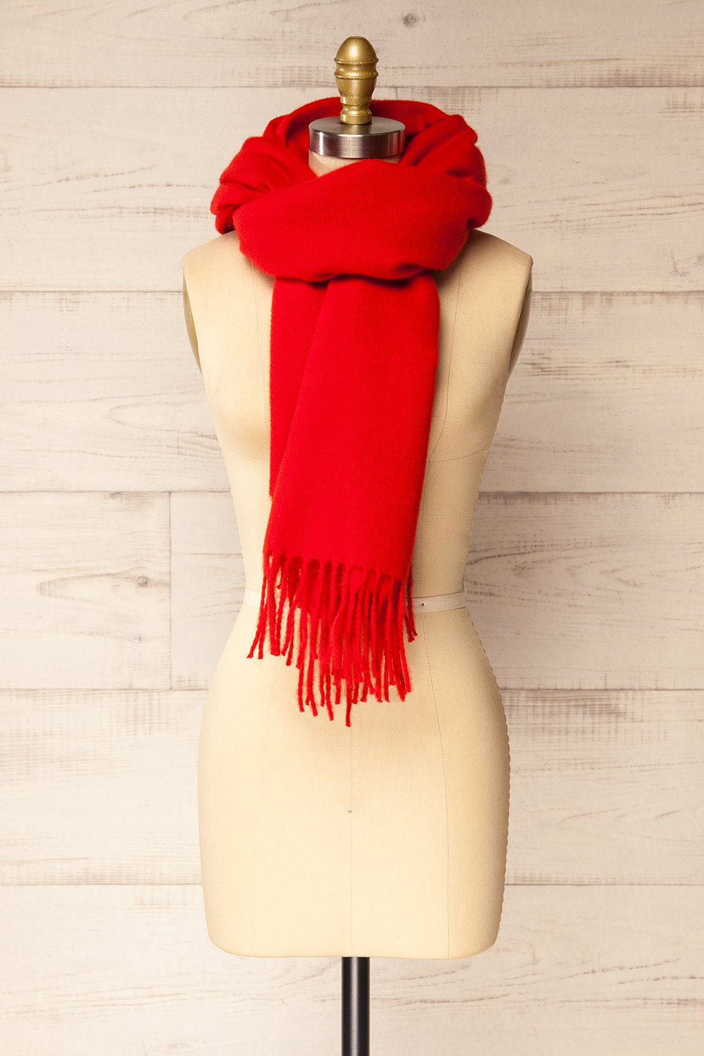 Minet Red Fuzzy Knit Scarf | La petite garçonne middle view