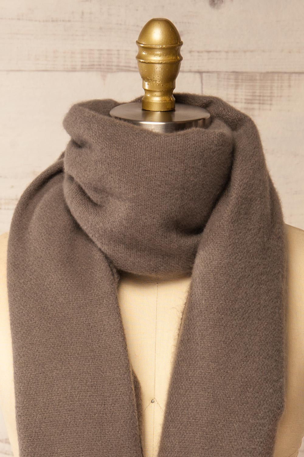 Minet Taupe Fuzzy Knit Scarf | La petite garçonne long
