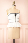 Minnie White Top w/ Black Ribbons | Boutique 1861 side view