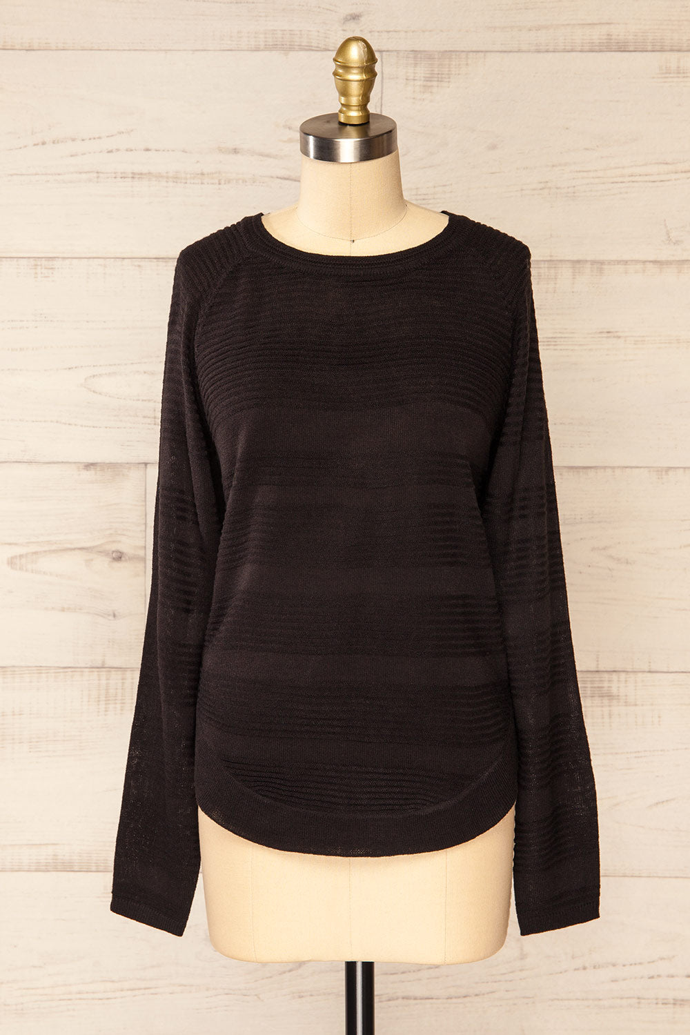 Mirando Black Thin Knit Striped Sweater | La petite garçonne front view