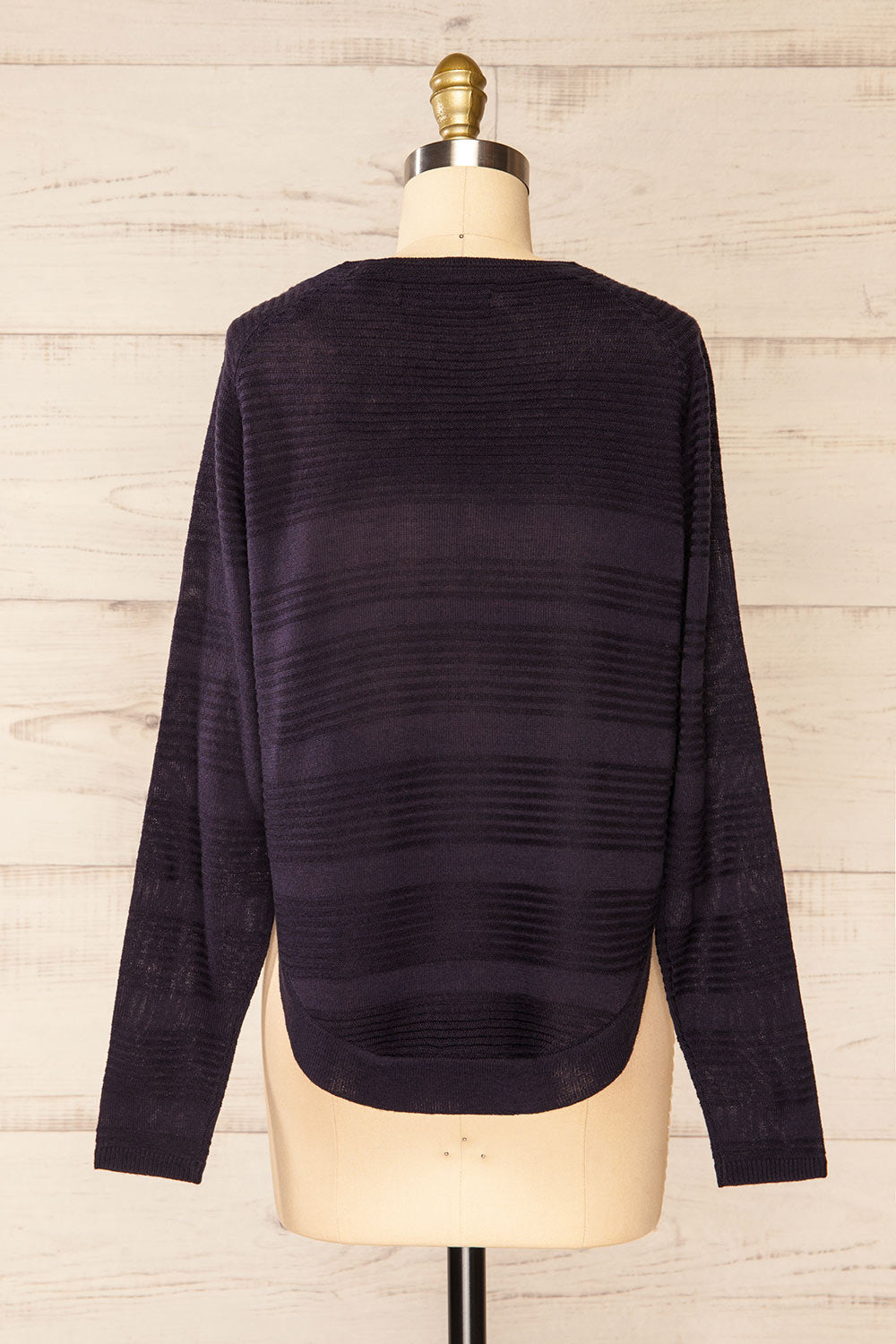 Mirando Navy Thin Knit Striped Sweater | La petite garçonne back view