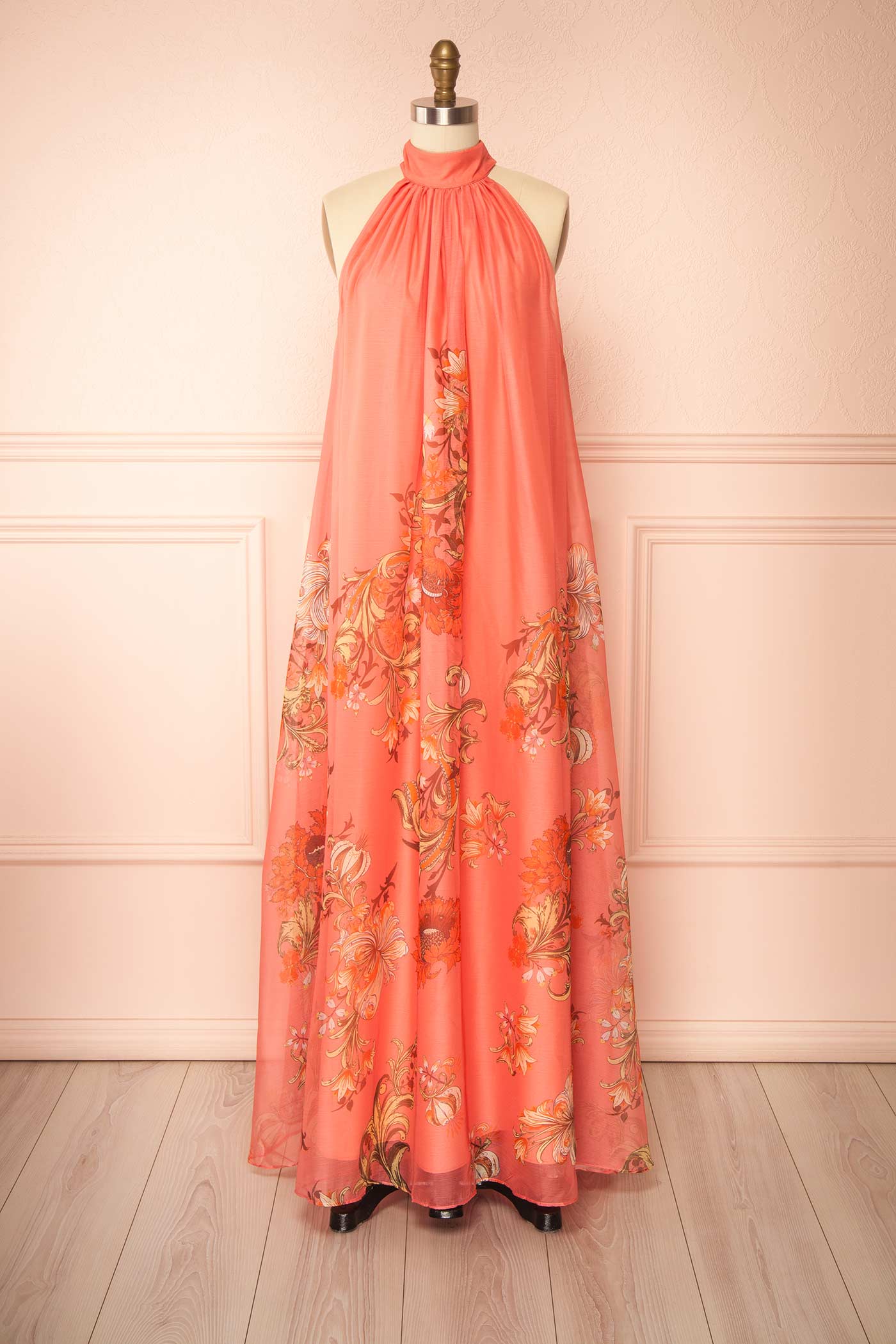 Mirelle Pink Floral Maxi Halter Dress | Boutique 1861