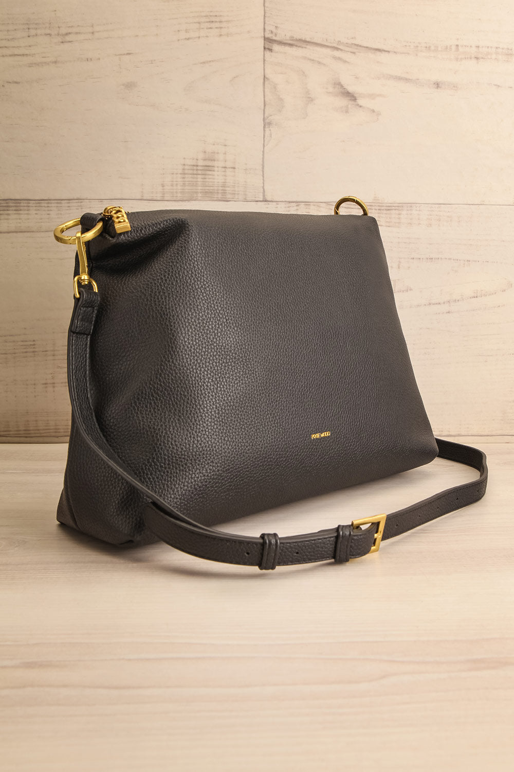 Miriane Black Shoulder Bag w/ Removable Crossbody Strap side view