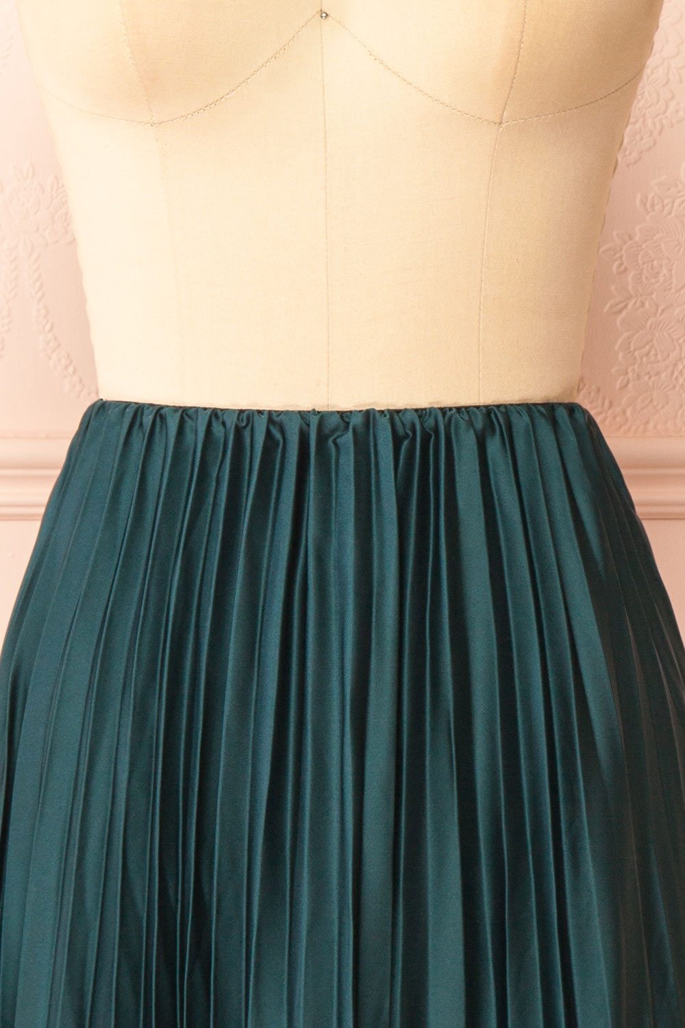 Mirys Green Pleated Satin Midi Skirt | Boutique 1861 front
