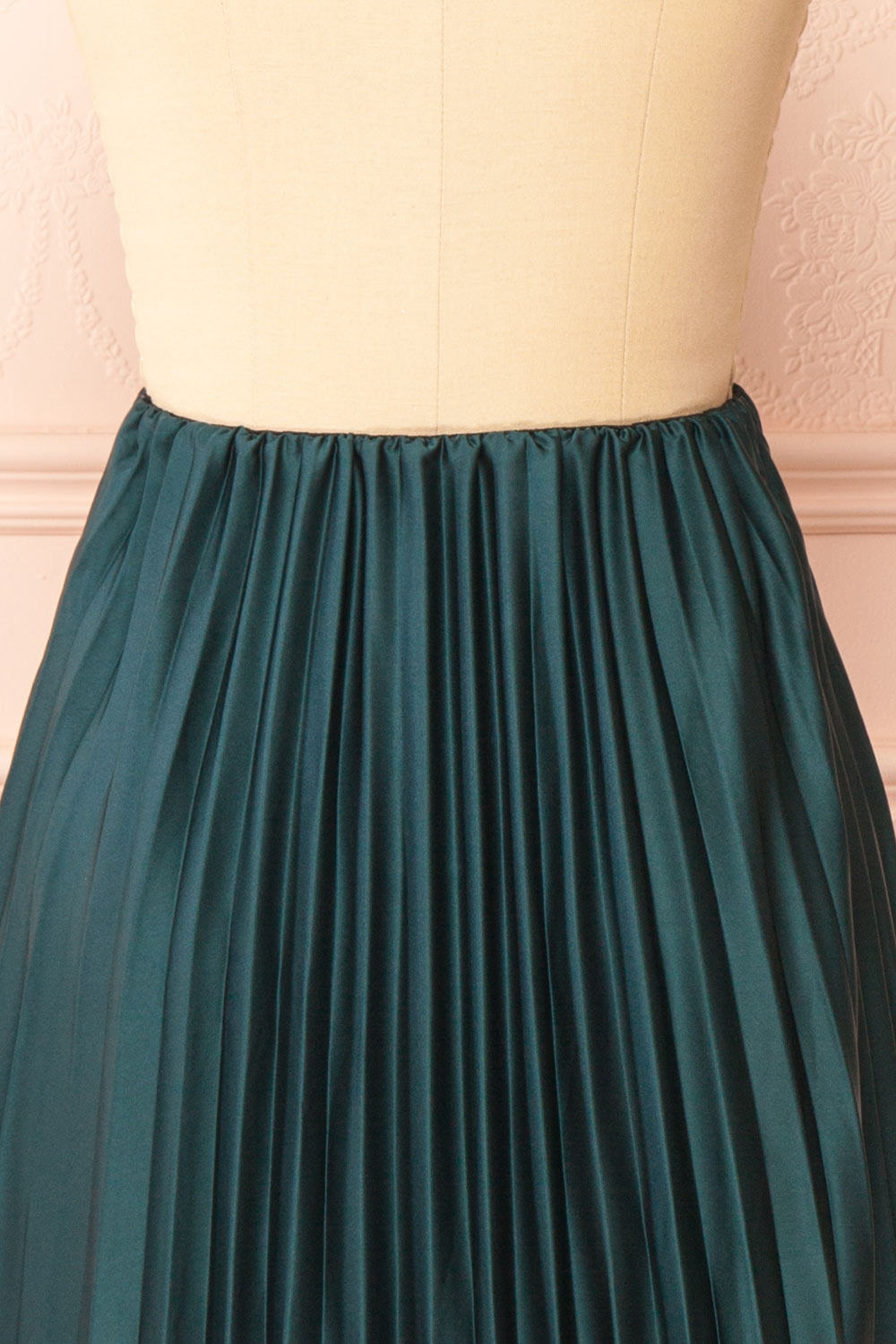 Mirys Green Pleated Satin Midi Skirt | Boutique 1861 back