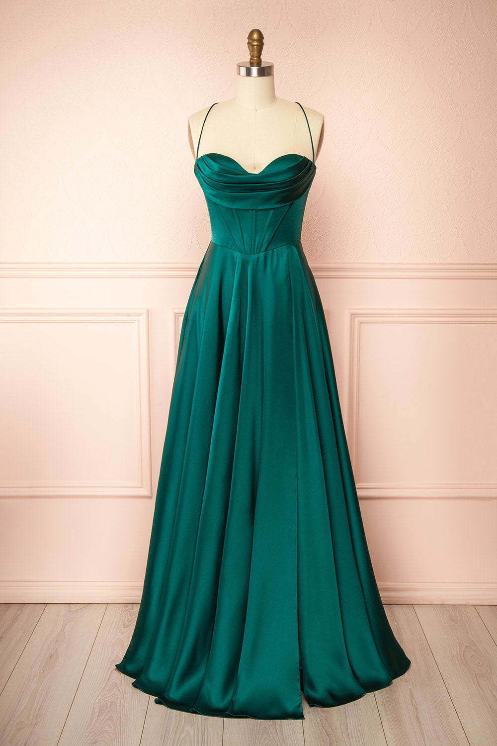 Misha Green Corset Cowl Neck Maxi Dress