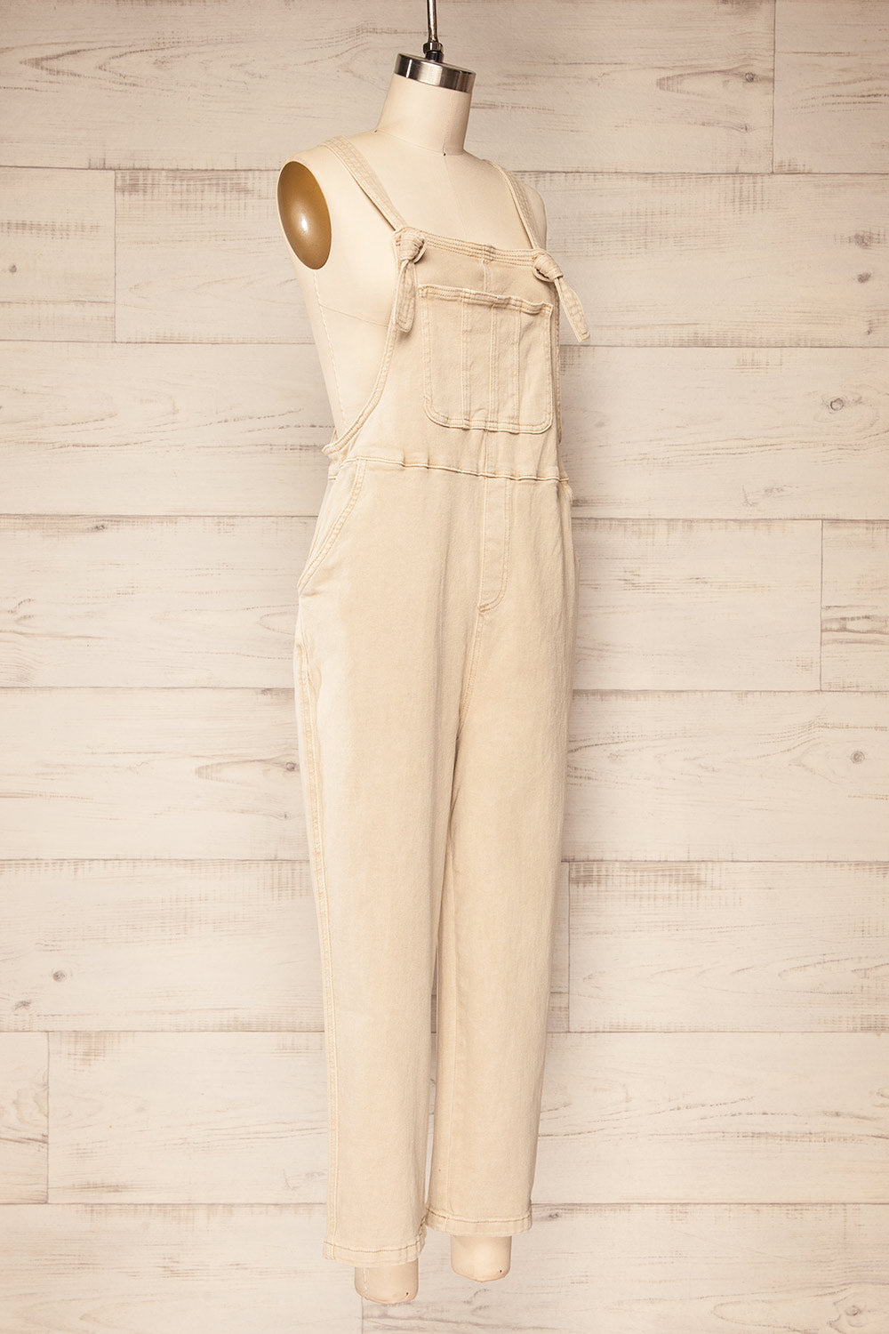 Missenden Beige Denim Overalls | La petite garçonne side view