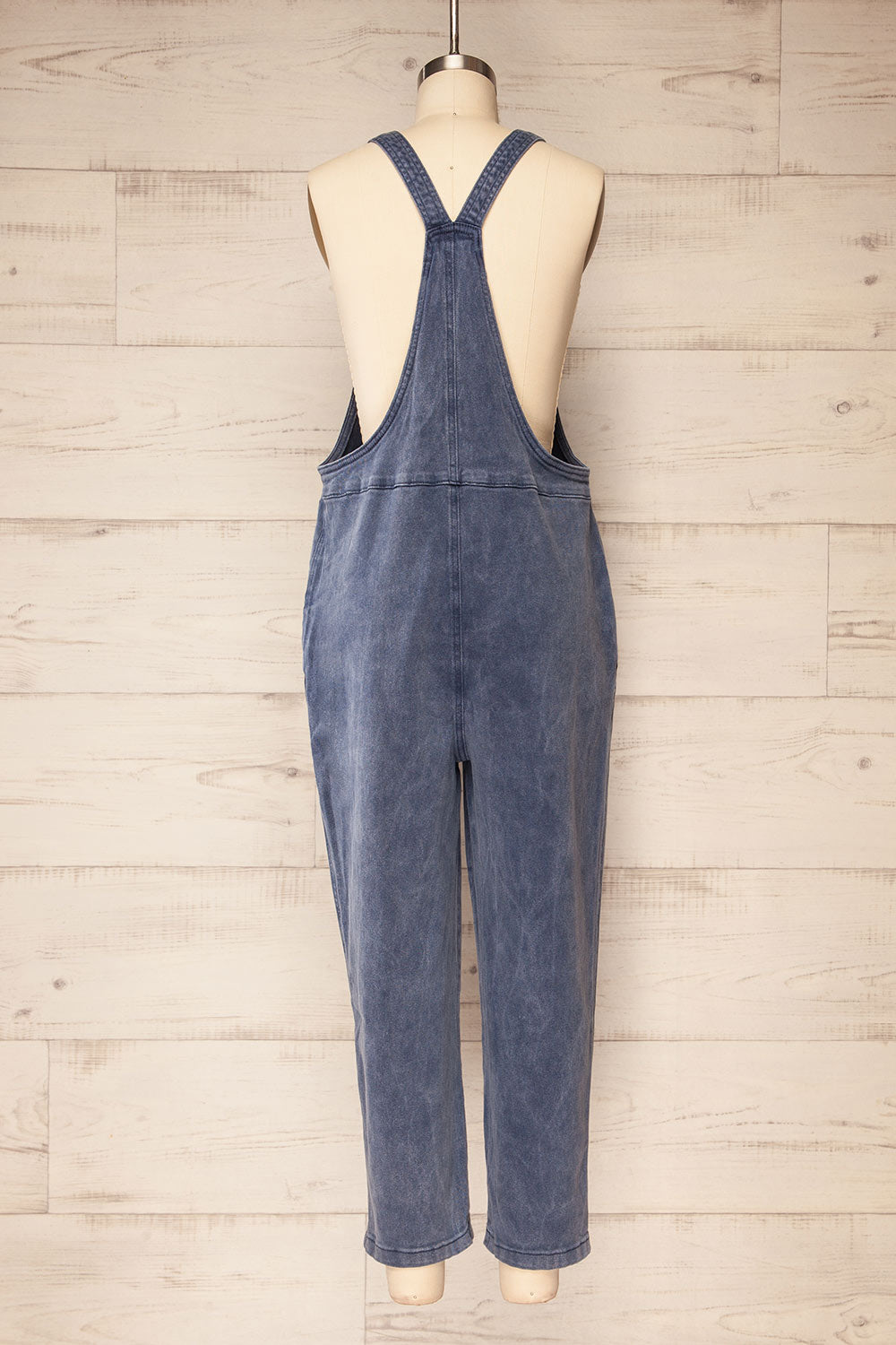 Missenden Blue Grey Denim Overalls | La petite garçonne back view
