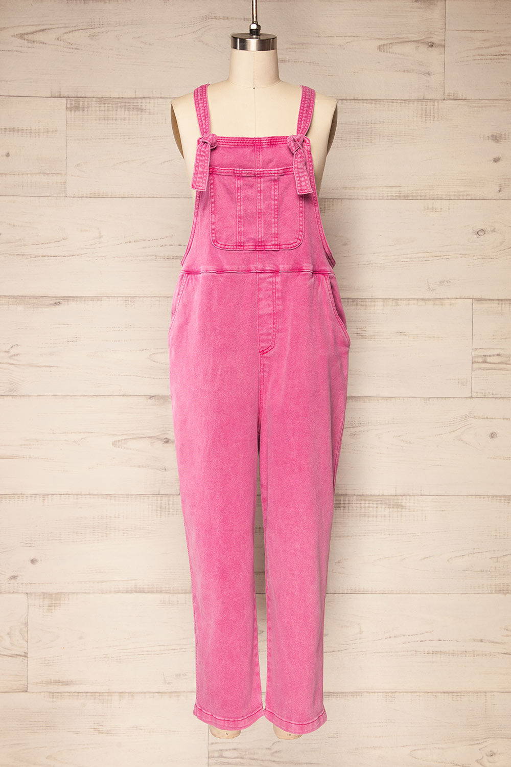 Missenden Pink Denim Overalls | La petite garçonne front view
