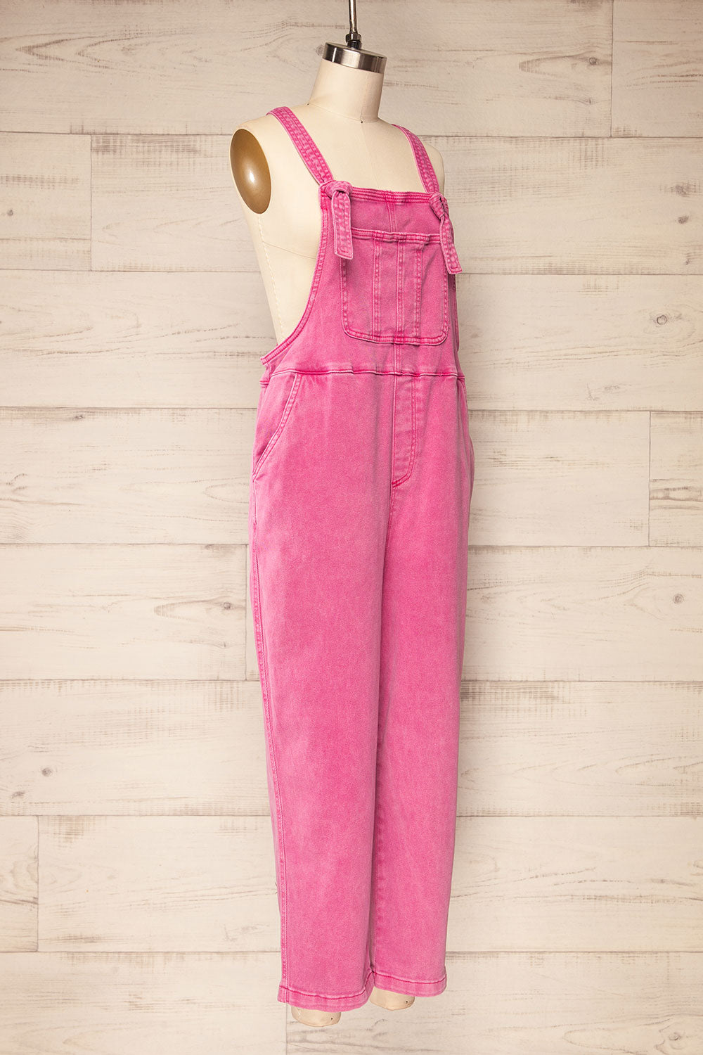 Missenden Pink Denim Overalls | La petite garçonne side view