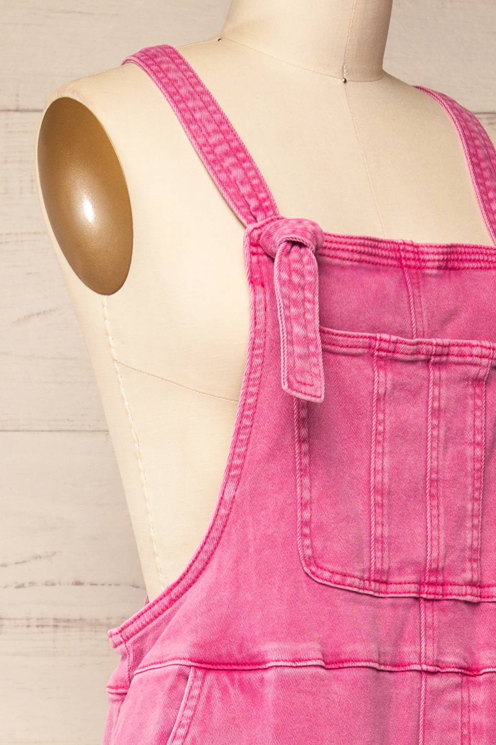 Missenden Pink Denim Overalls | La petite garçonne side