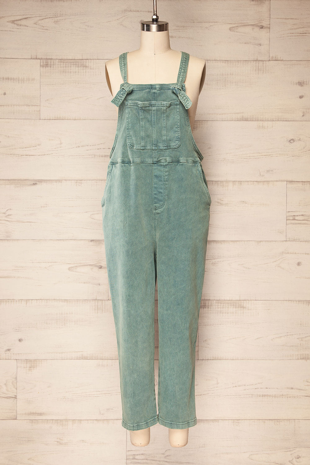 Missenden Sage Denim Overalls | La petite garçonne front view