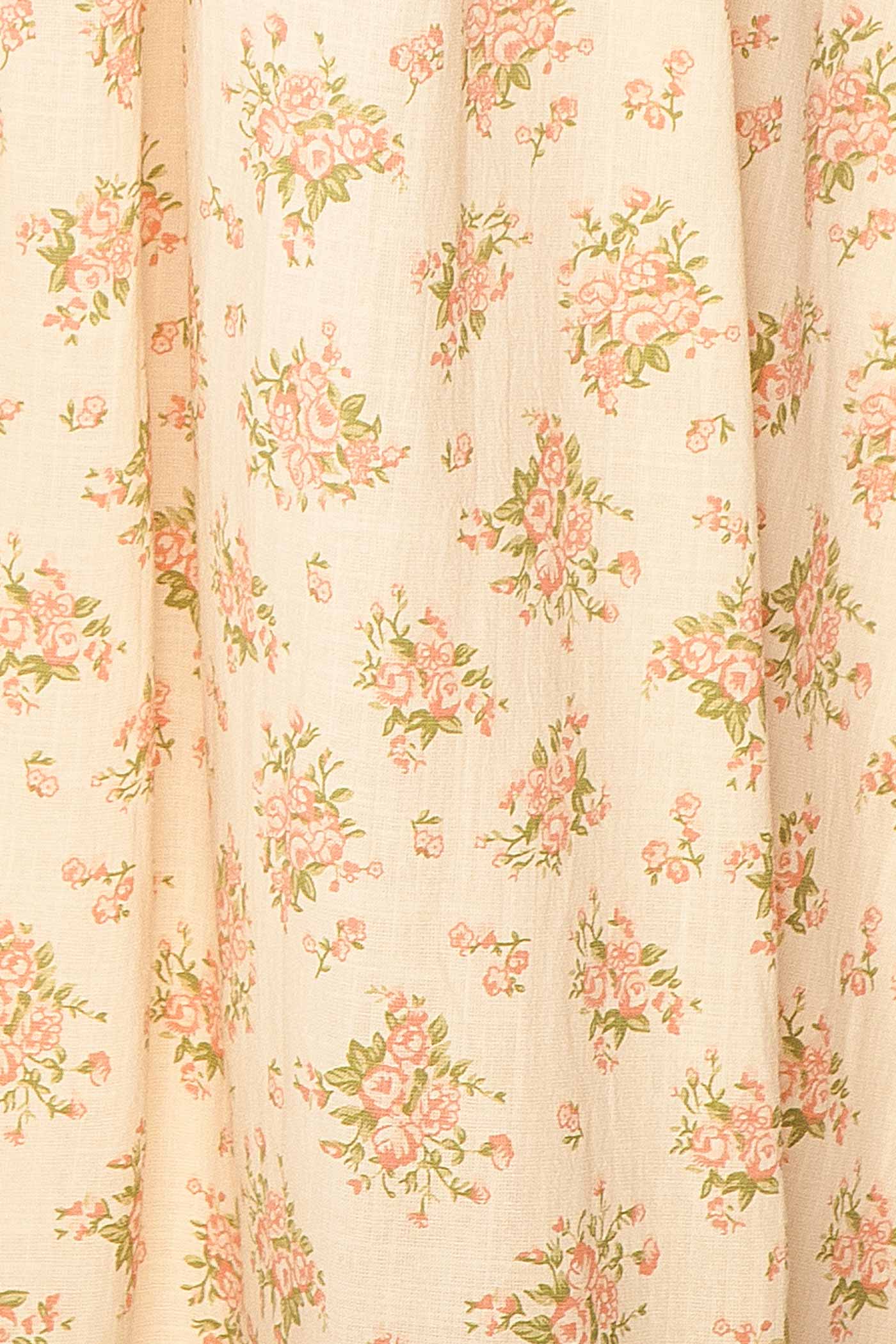 Mitsar Pink Long Floral Dress with Bow Ties | Boutique 1861 fabric