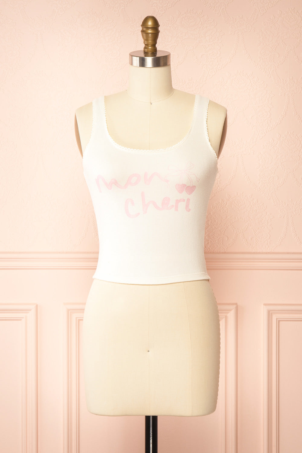 Moncheri White Pyjama Tank Top w/ Print | Boutique 1861 front view
