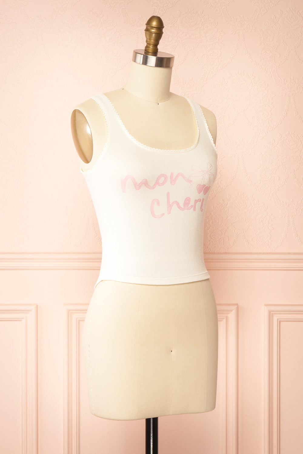 Moncheri White Pyjama Tank Top w/ Print | Boutique 1861 side view