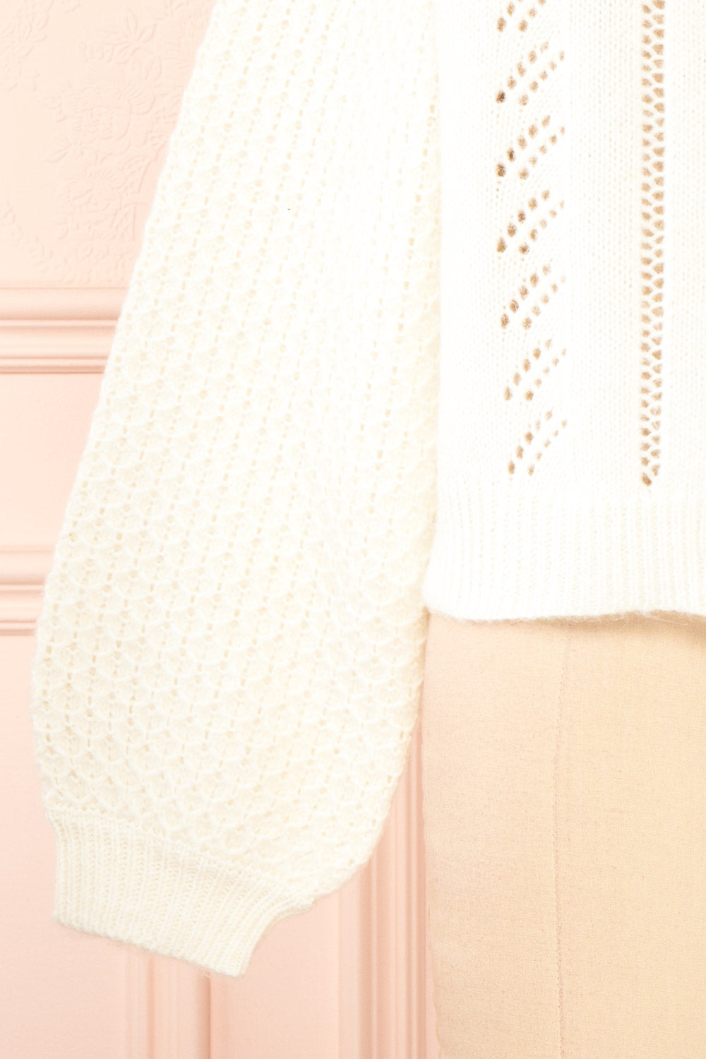 Monethalie White Openwork Knit Cardigan | Boutique 1861 bottom