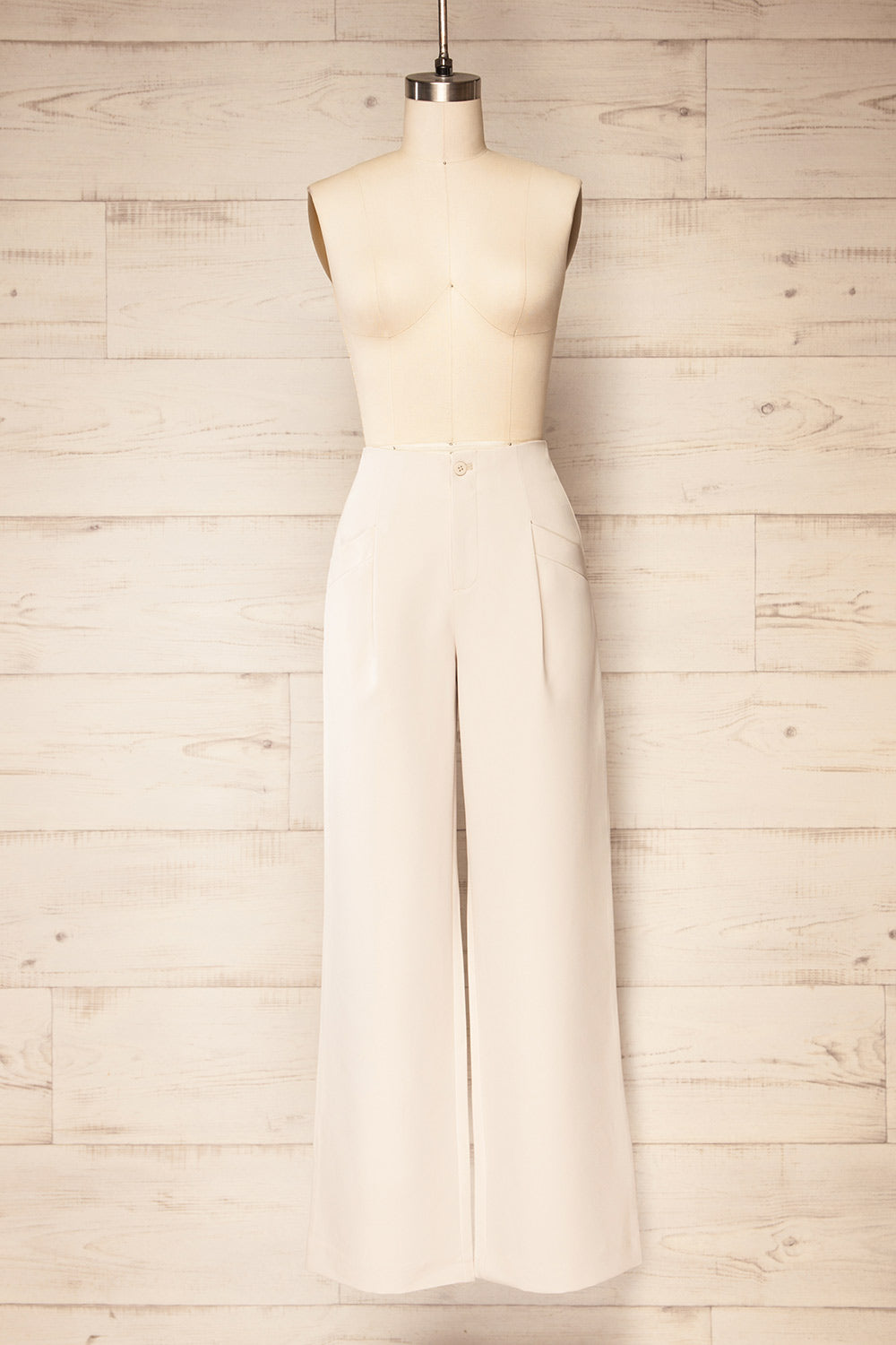 Monpazier Beige High-Waisted Wide Leg Pants | La petite garçonne front view
