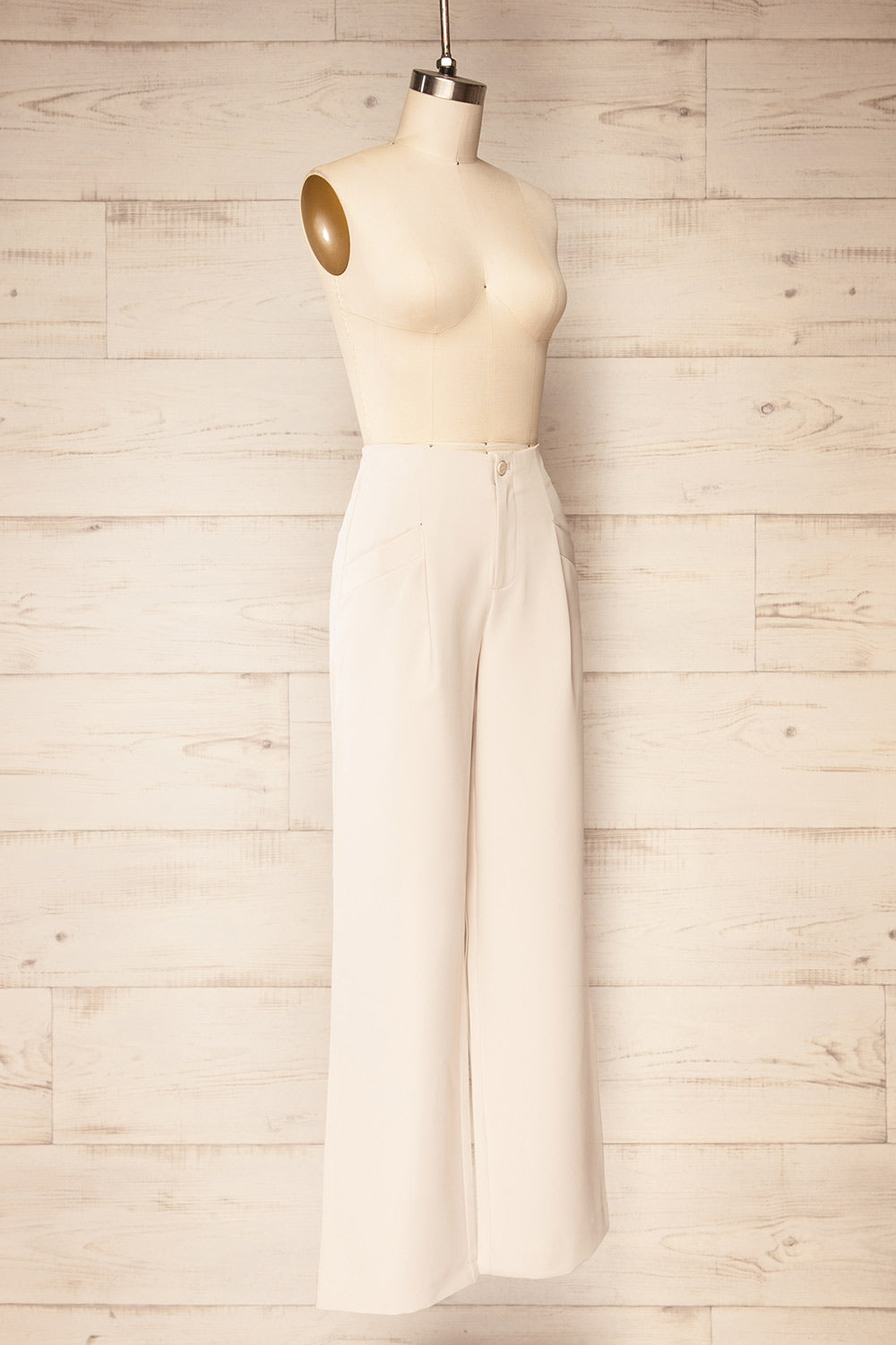 Monpazier Beige High-Waisted Wide Leg Pants | La petite garçonne side view
