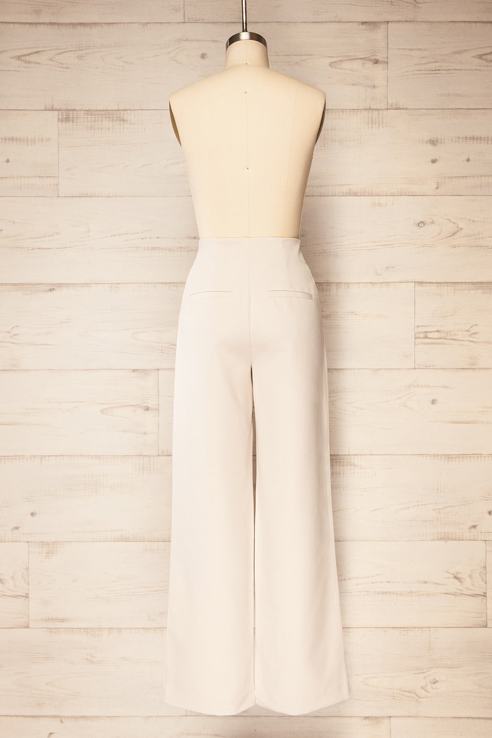 Monpazier Beige High-Waisted Wide Leg Pants | La petite garçonne back view