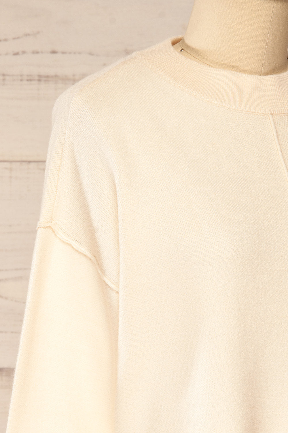 Monterrey Ivory Knit Crewneck w/ Ribbed Details | La petite garçonne side