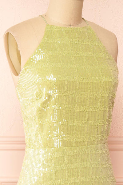 Moonbyul Light Green Sequin Midi Dress | Boutique 1861  side