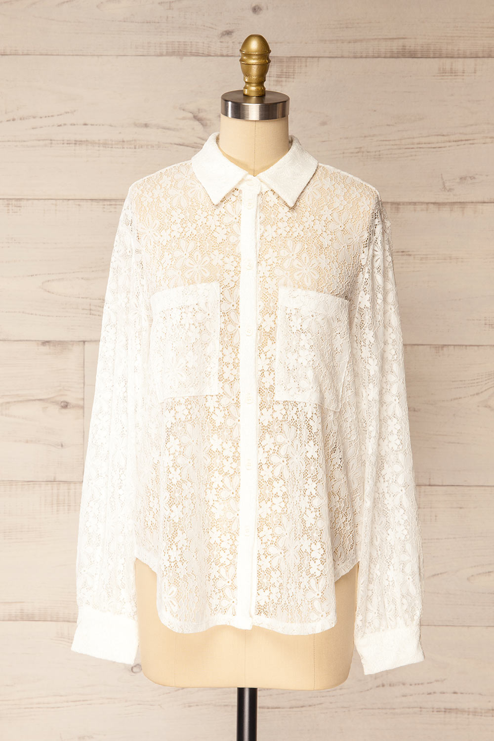 Moorea White Lace Shirt | La petite garçonne front view