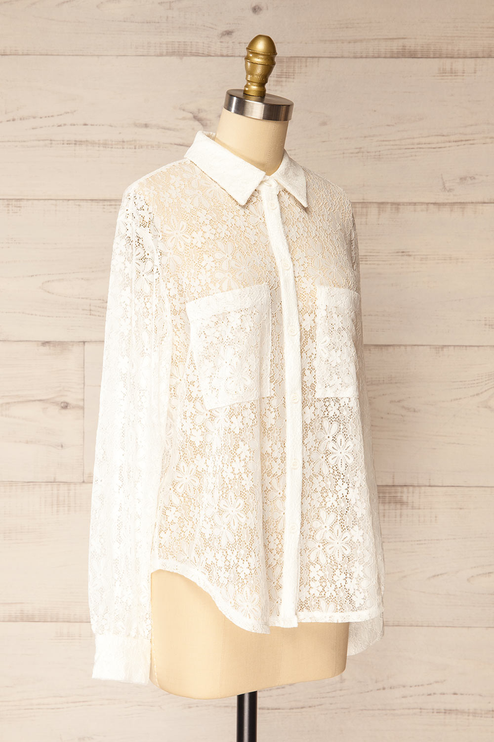 Moorea White Lace Shirt | La petite garçonne side view
