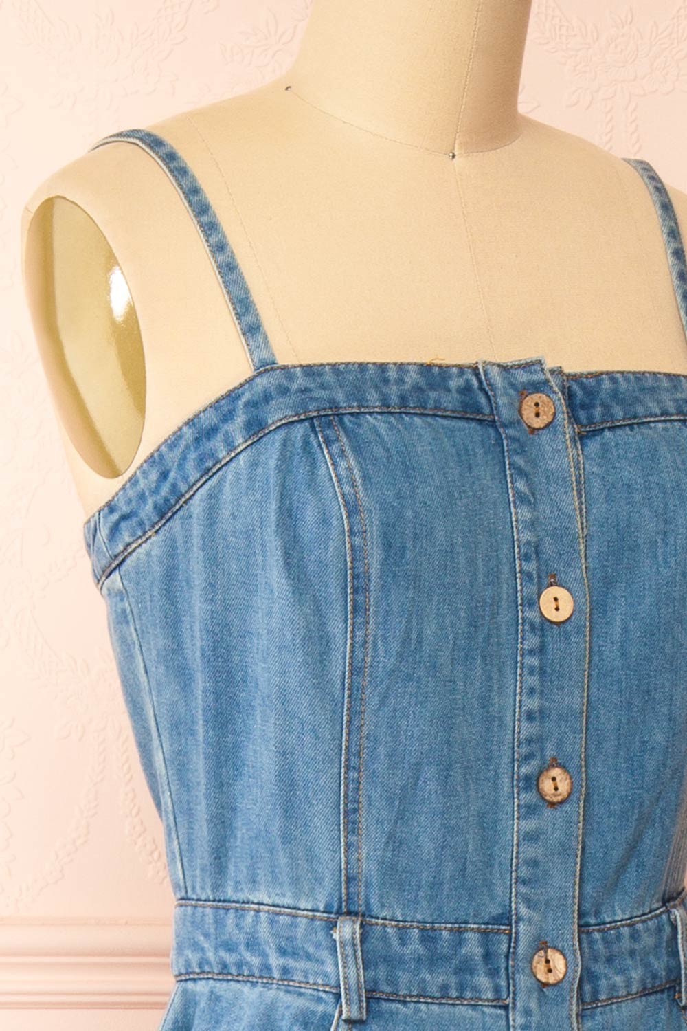 Moprina Long Blue Denim Dress w/ Pockets | Boutique 1861 side