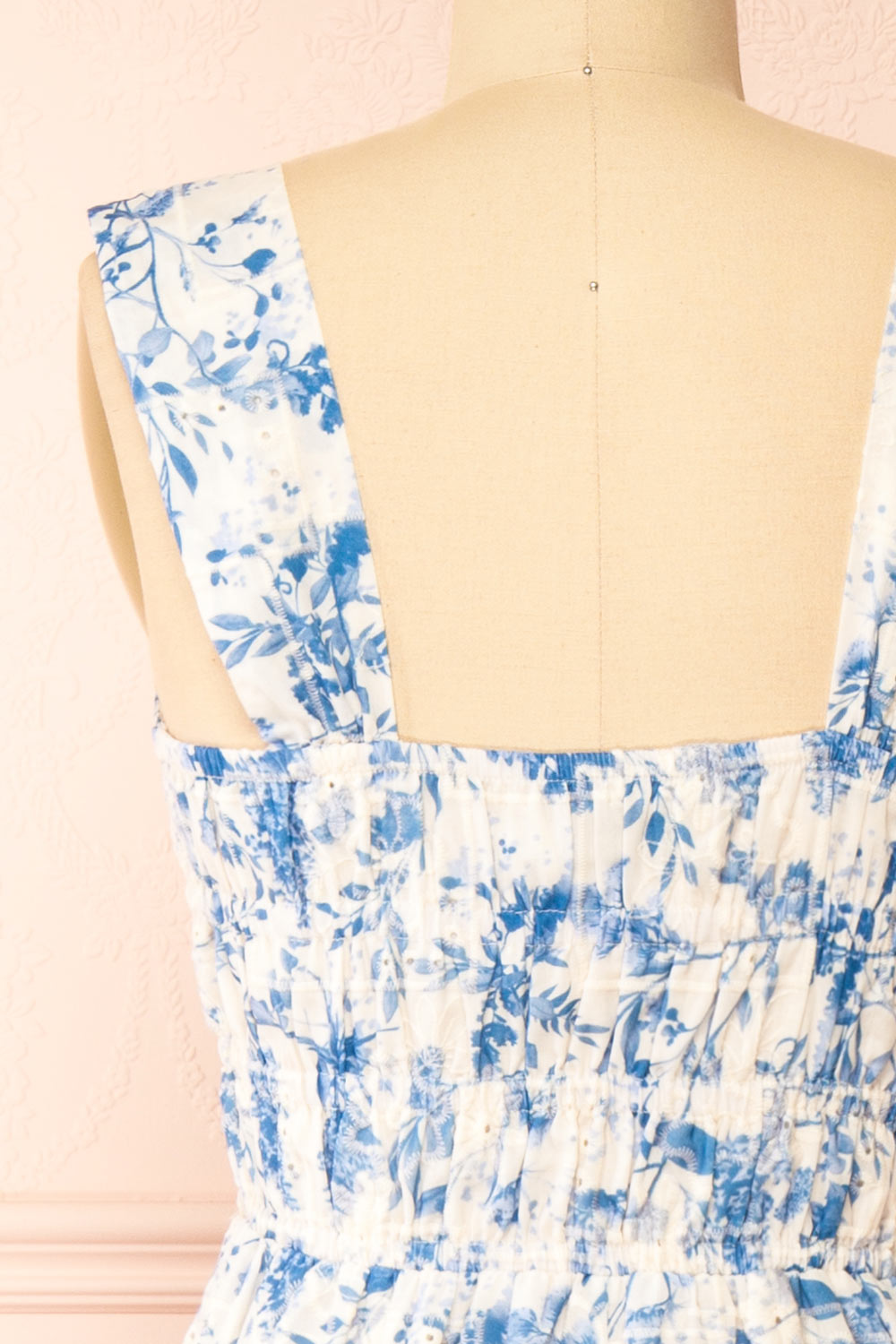 Morgane Blue Floral Midi Dress | Boutique 1861 back