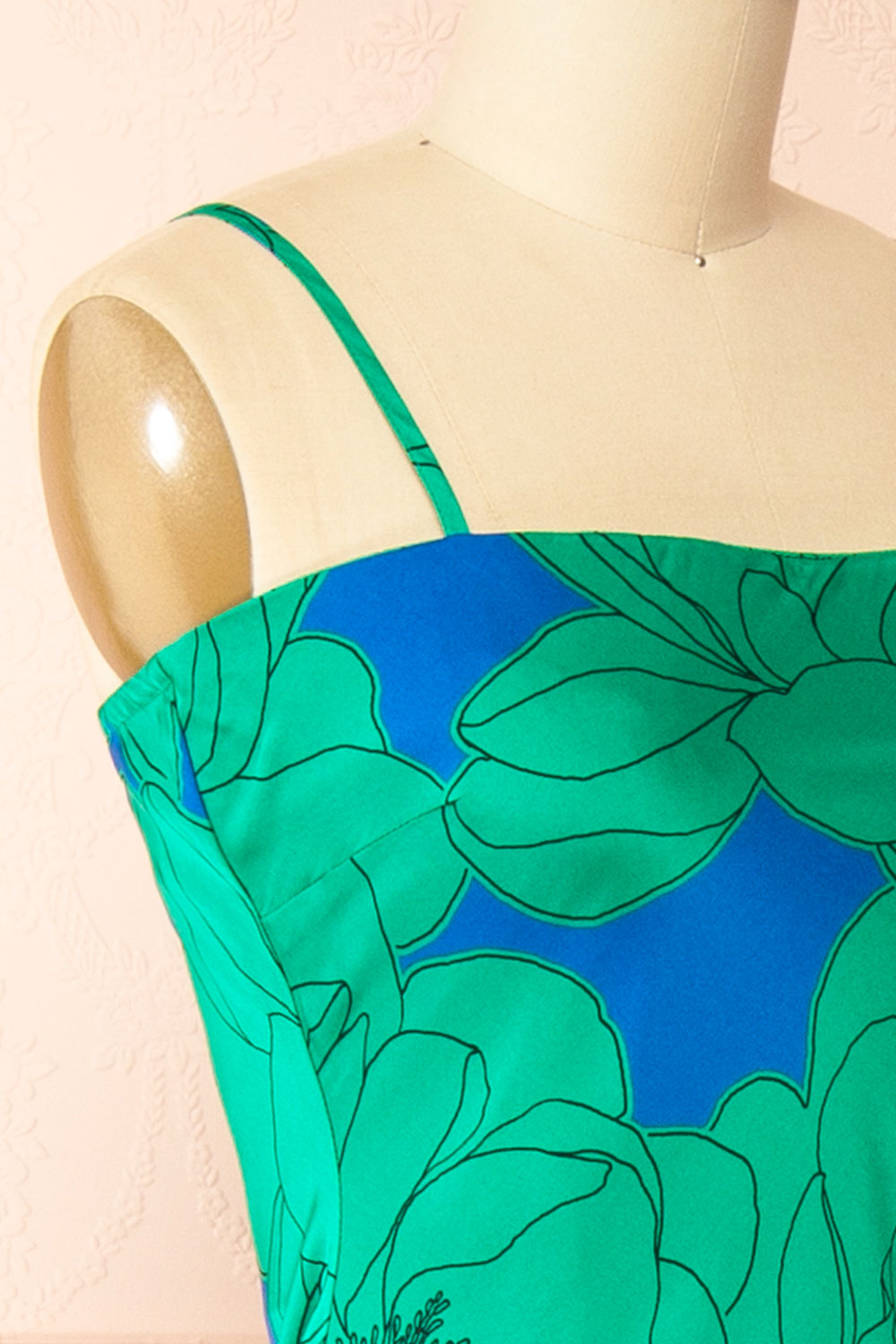 Morgany Long Green Floral Dress | Boutique 1861 side