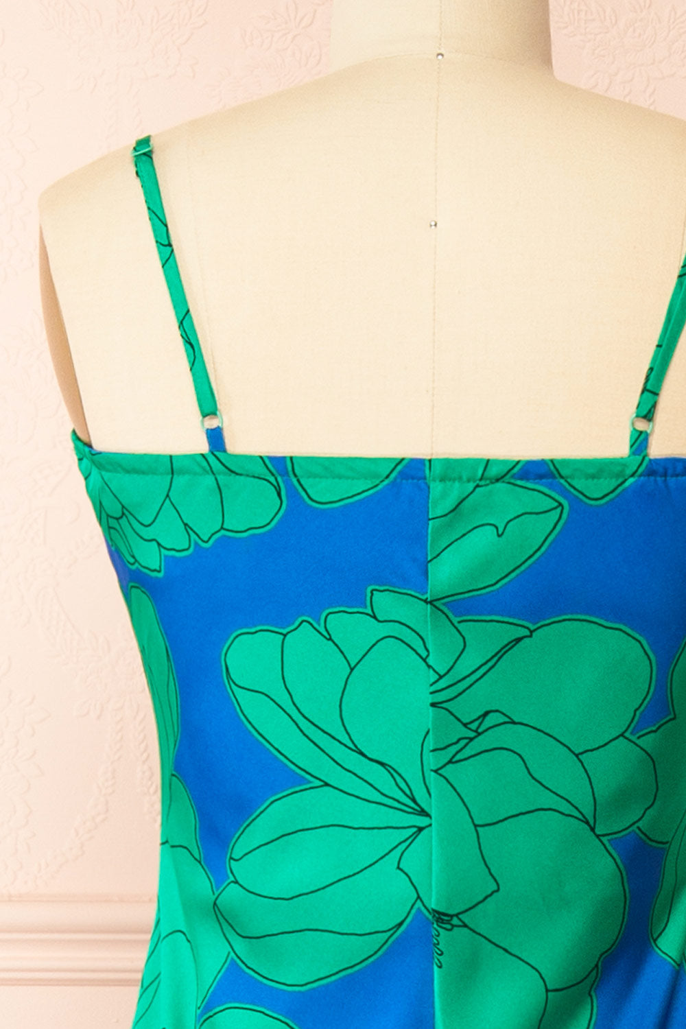 Morgany Long Green Floral Dress | Boutique 1861 back