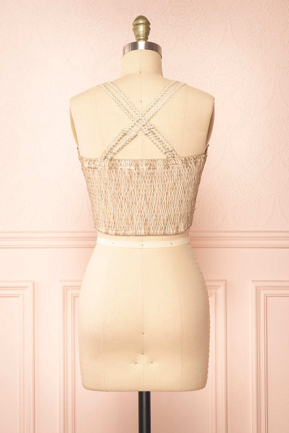 Moya Taupe Lace Crop Top | Boutique 1861 back view