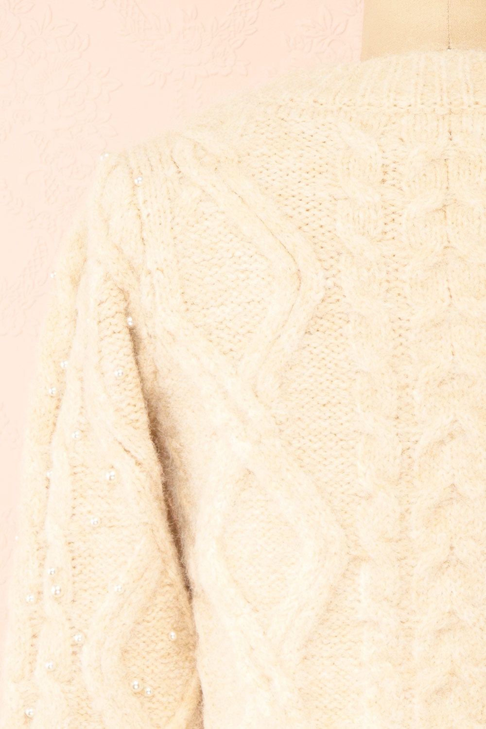 Murta Beige Knit Sweater w/ Pearls | Boutique 1861 back