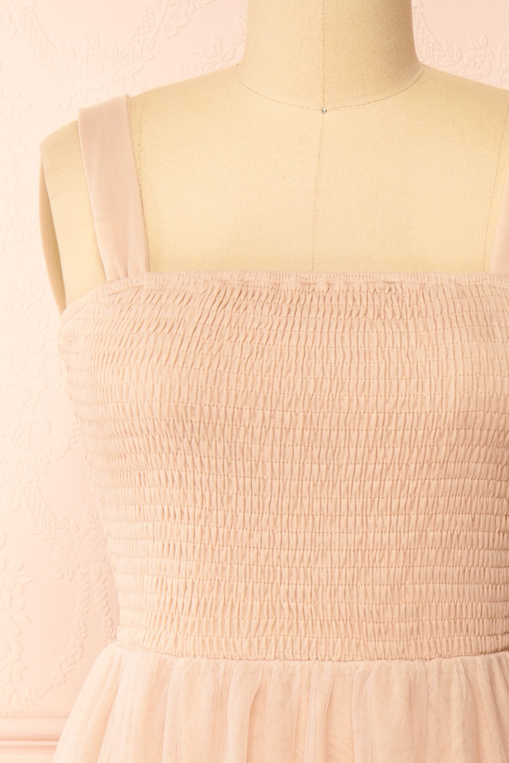 Musai Taupe Long Dress w/ Ruched Top | Boutique 1861 front