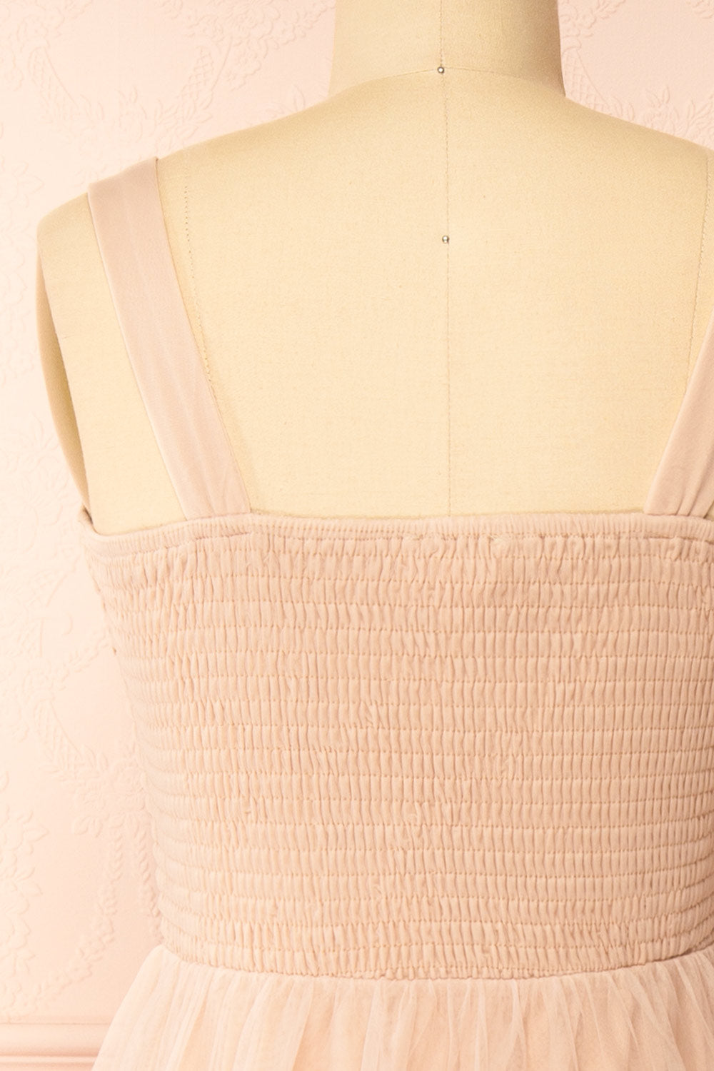 Musai Taupe Long Dress w/ Ruched Top | Boutique 1861 back