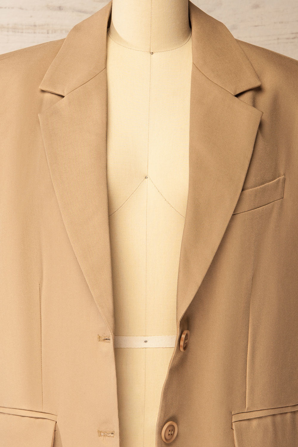 Myret Long Sleeveless Beige Blazer | La petite garçonne open