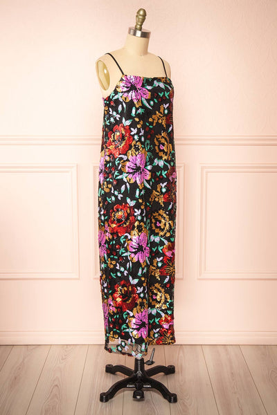 Myrine Straight Midi Dress w/ Flower Sequins | Boutique 1861 side view