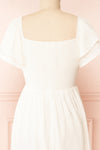 Myrtille Ivory Midi Dress w/ Ruffled Sleeves | Boutique 1861 back close-up