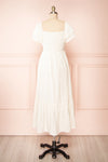 Myrtille Ivory Midi Dress w/ Ruffled Sleeves | Boutique 1861 back view