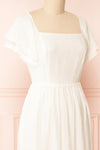 Myrtille Ivory Midi Dress w/ Ruffled Sleeves | Boutique 1861 side close-up