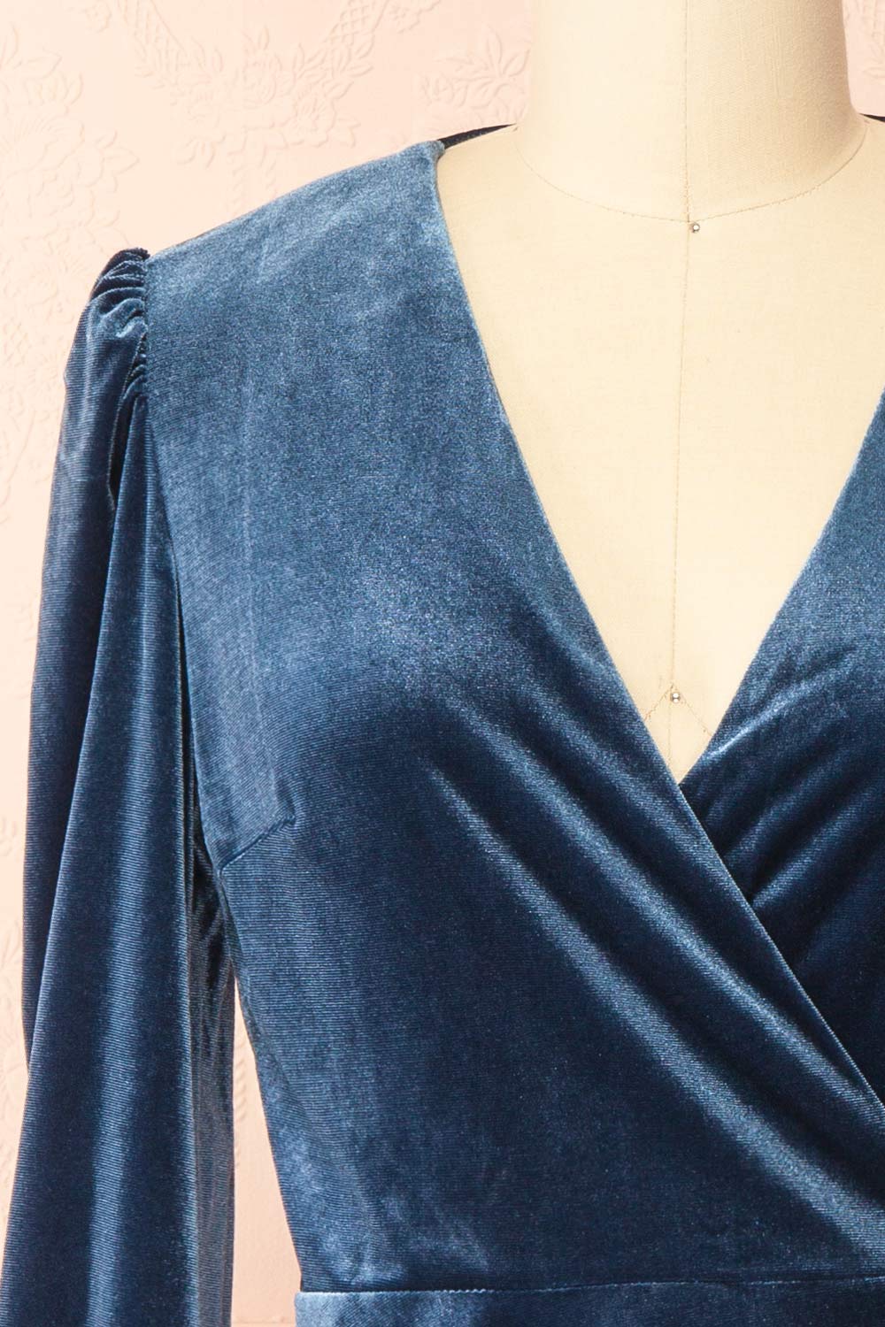 Nabintou Blue Velvet Wrap Dress | Boutique 1861 front